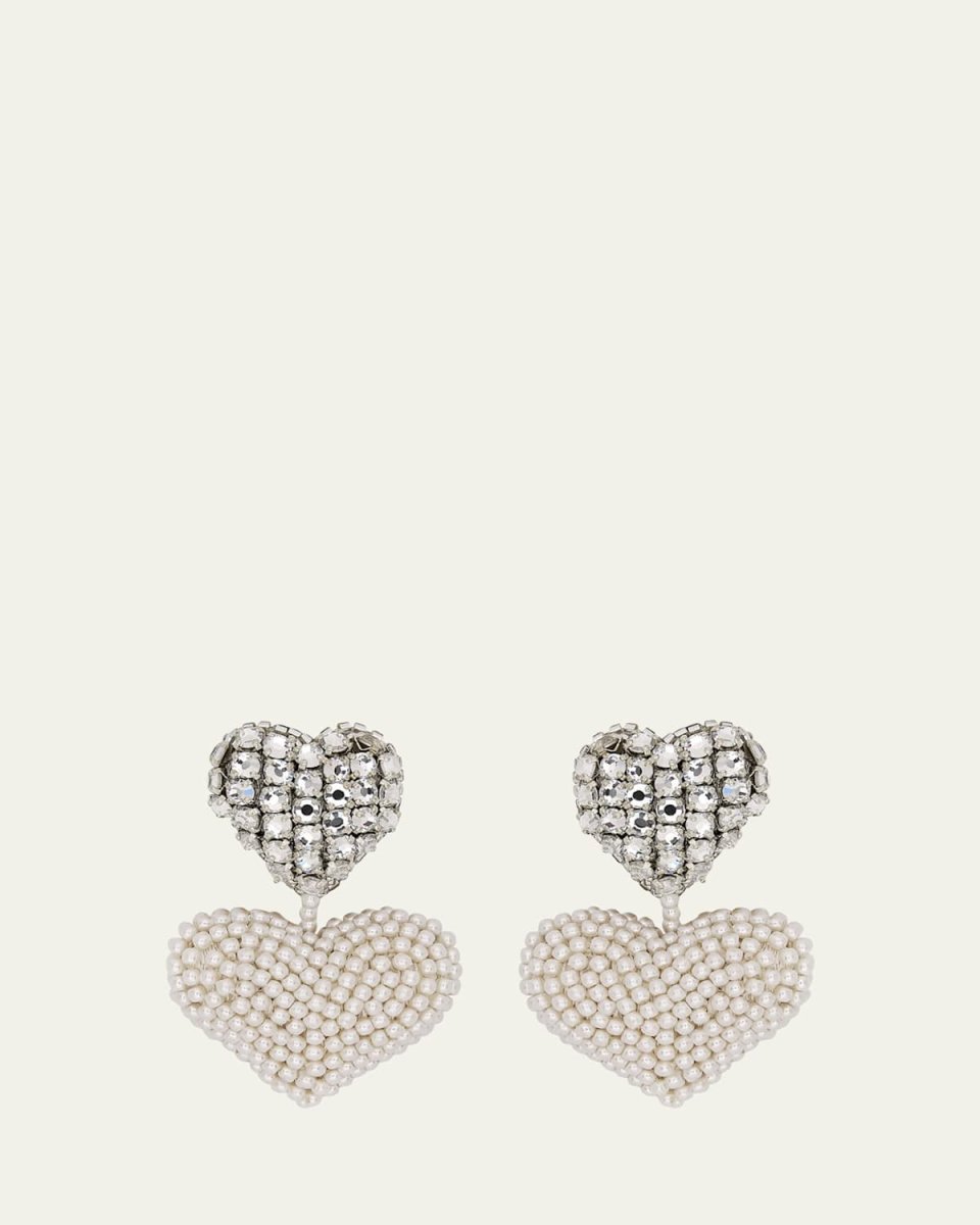Beaded Crystal Heart Earrings